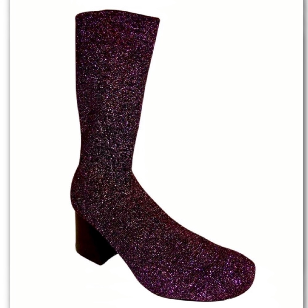 PURPLE METALLIC KNIT BOOTIE